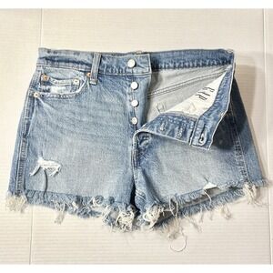 GAP Cheeky Shorts Women's 8 Blue Buttonfly High Rise Jean Shorts Cut Off Summer